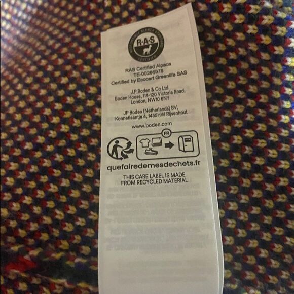 Boden Quinn Boyfriend Plaid Patterned Cardigan Sweater. Poly Wool Alpaca Medium - Picture 8 of 8